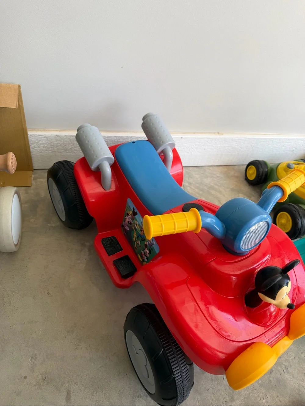 Disney Mickey Mouse Red and Yellow Ride-On Car, four wheeler